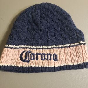 Corona Navy and Peach Knit Beanie